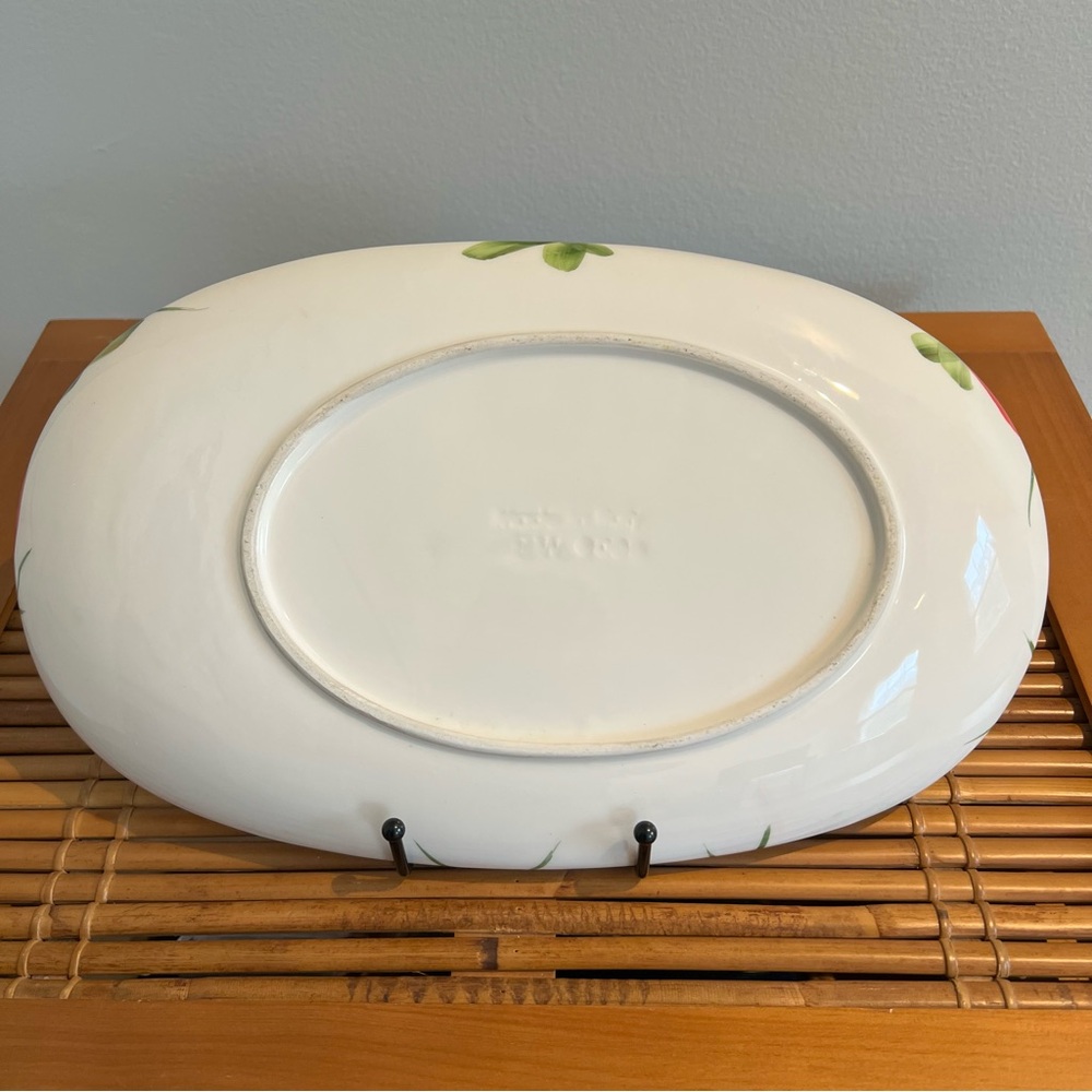 SOLD Vibrant Hand-Painted Ceramic Oval Platter 13", Red Tomatoes, Made in Italy - Picture 2 of 15